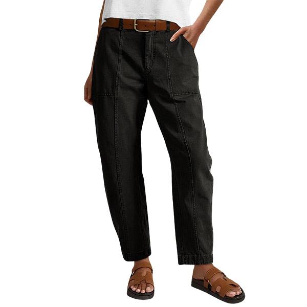 ⚡FINAL SALE⚡- Solid Stitch Detail Mid Waist Baby Barrel Fit Deep Pockets Pants