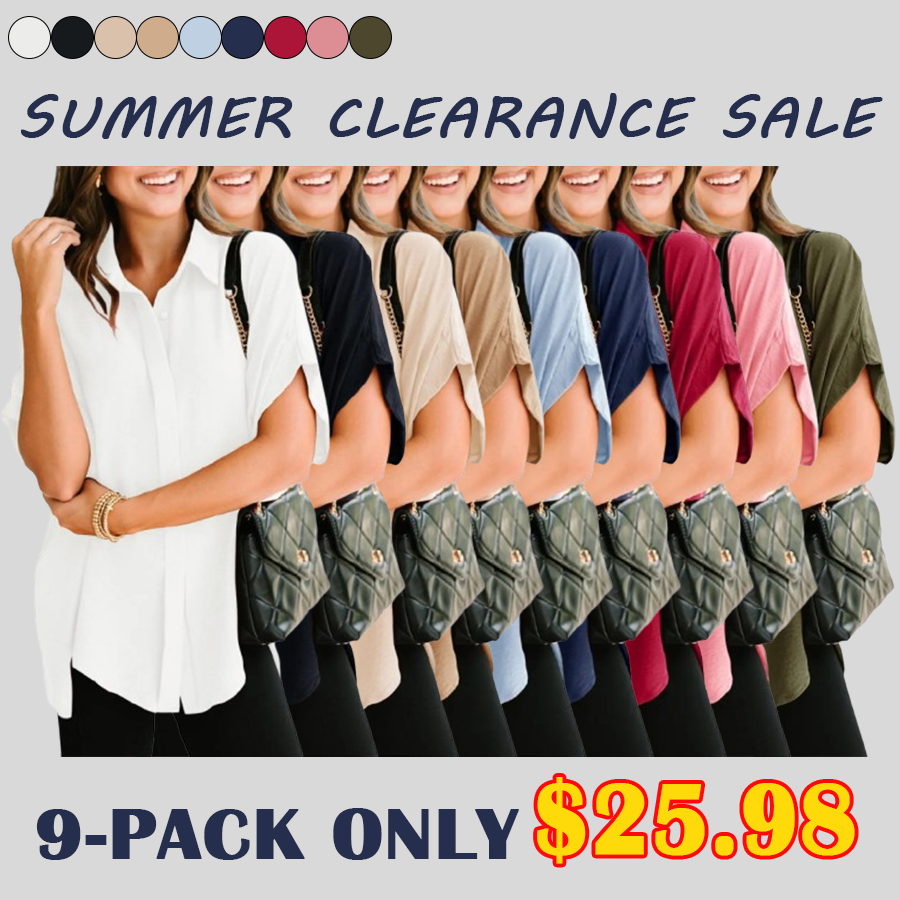🔥Summer Clearance Sale🔥Women’s V Neck Button Down Shirts