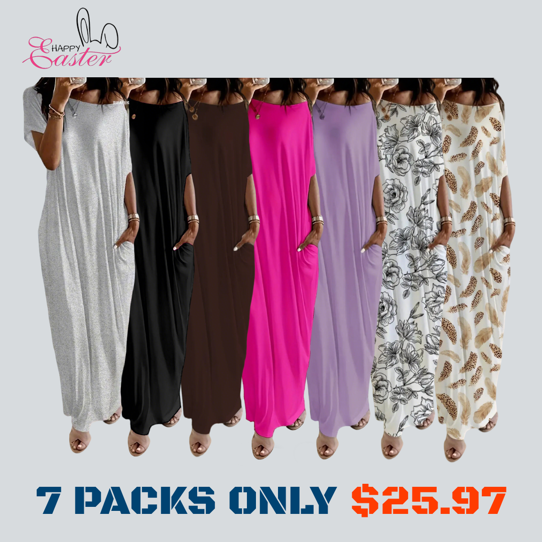⚡FINAL SALE⚡-Women's solid color casual dress