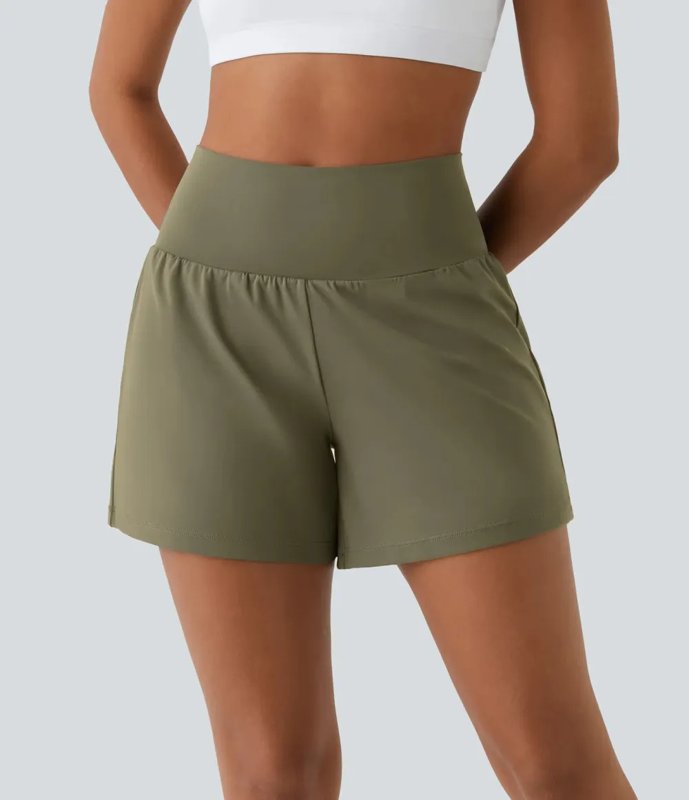 🔥Summer Clearance Sale🔥Women's 2-in-1 Super High-Waisted Yoga Shorts – Business Casual Yoga Dress Pants with Pockets