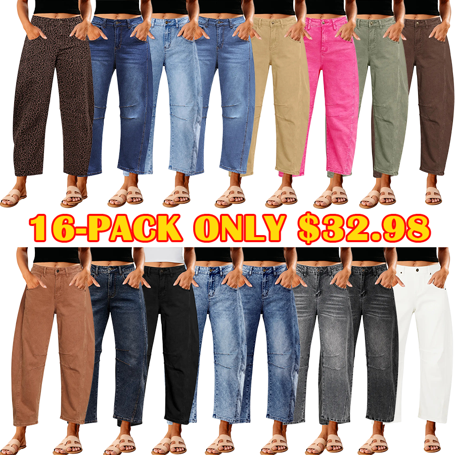 Women's High Waisted Cropped Wide Leg Denim