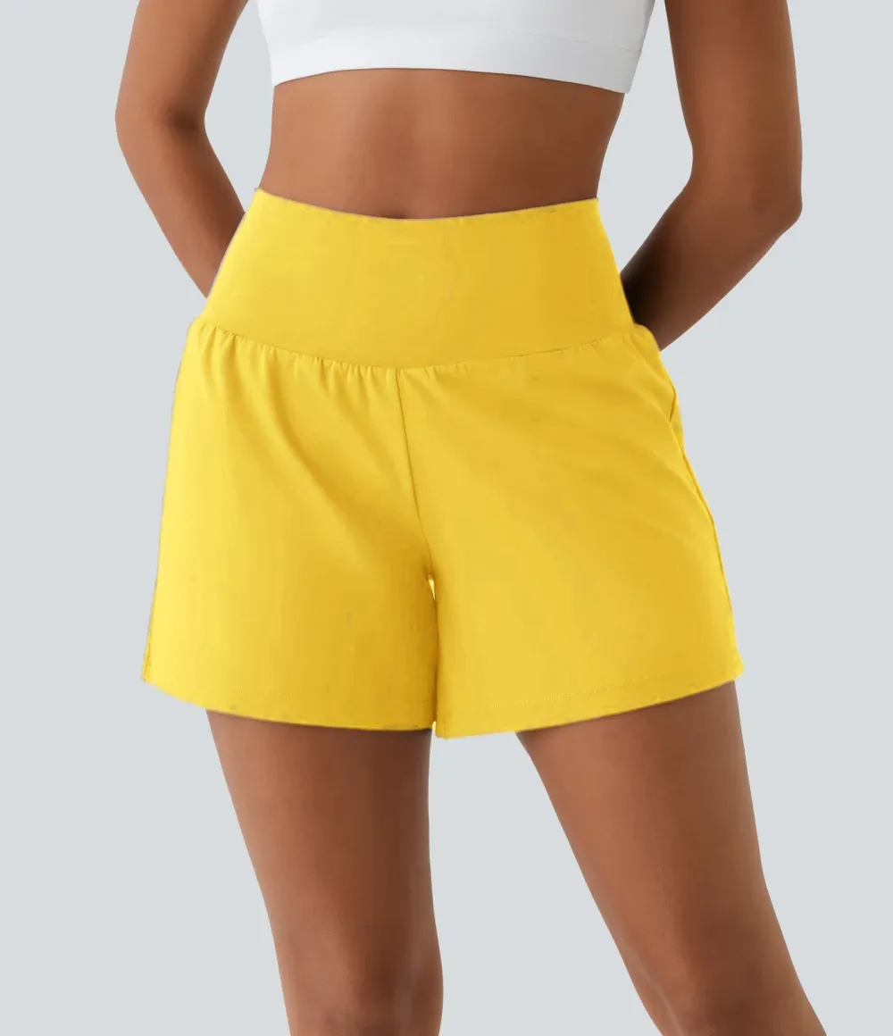 🔥Summer Clearance Sale🔥Women's 2-in-1 Super High-Waisted Yoga Shorts – Business Casual Yoga Dress Pants with Pockets