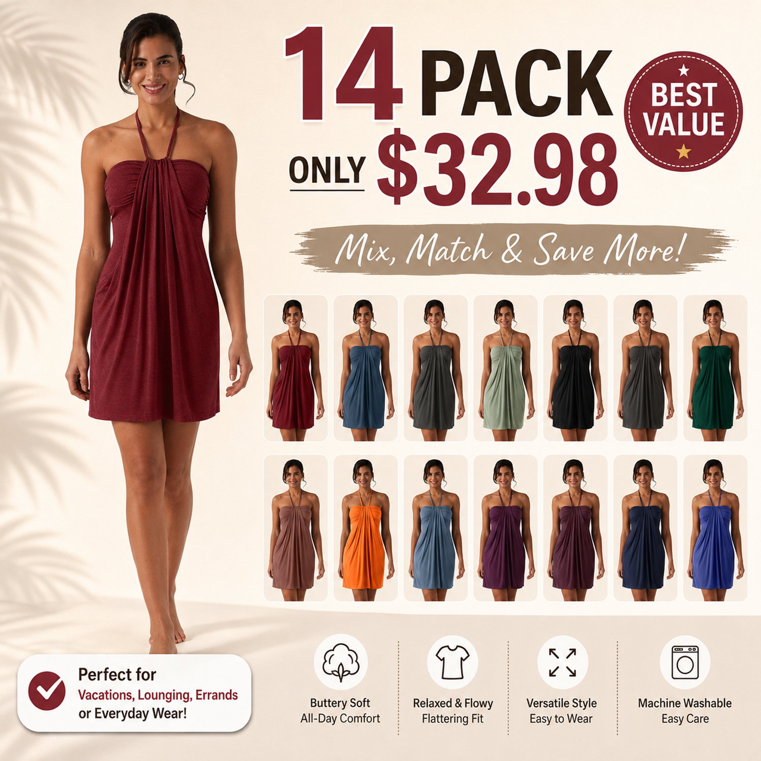 ⚡FINAL SALE⚡- Halter Tie Back Mini Resort Dress with Pockets