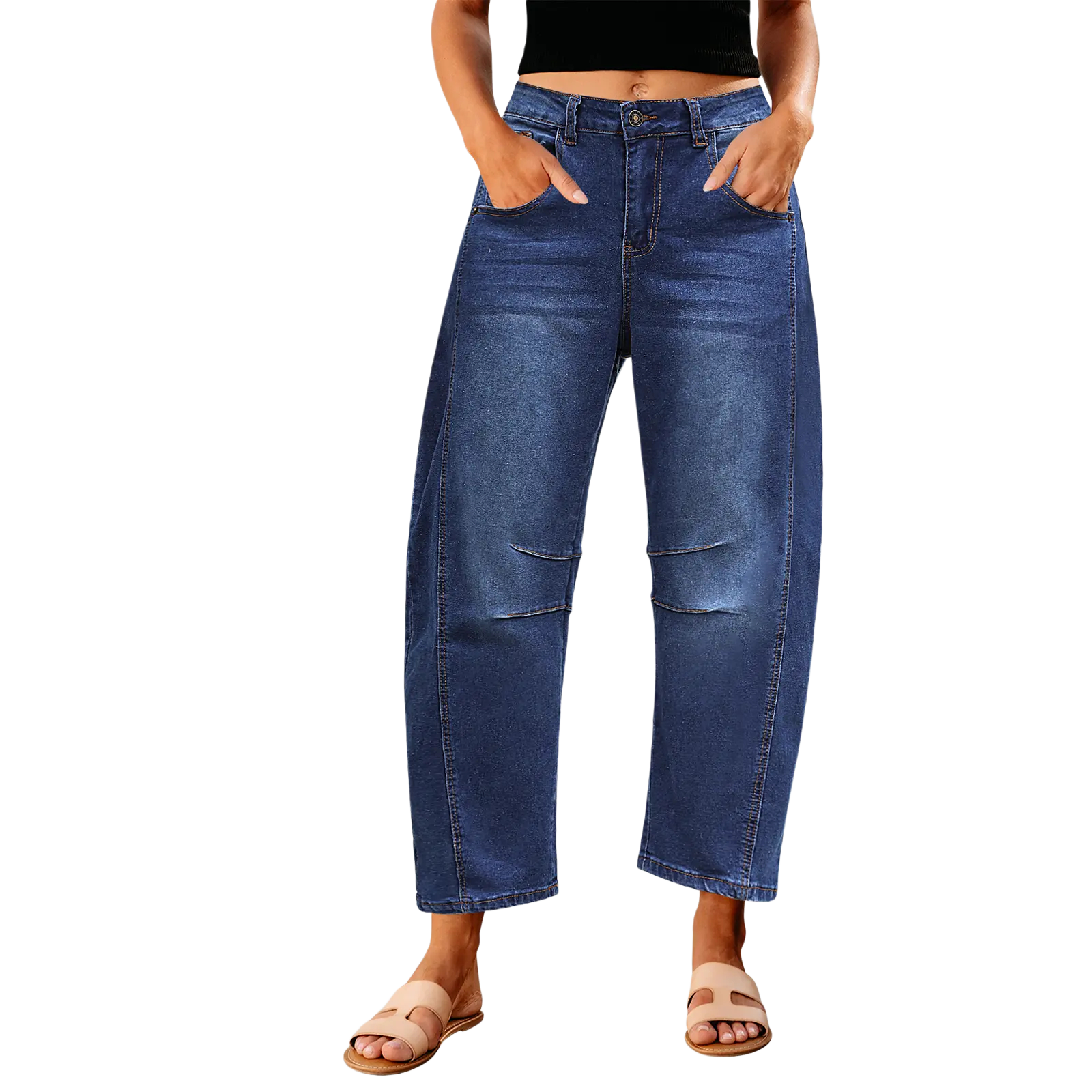 Women's High Waisted Cropped Wide Leg Denim