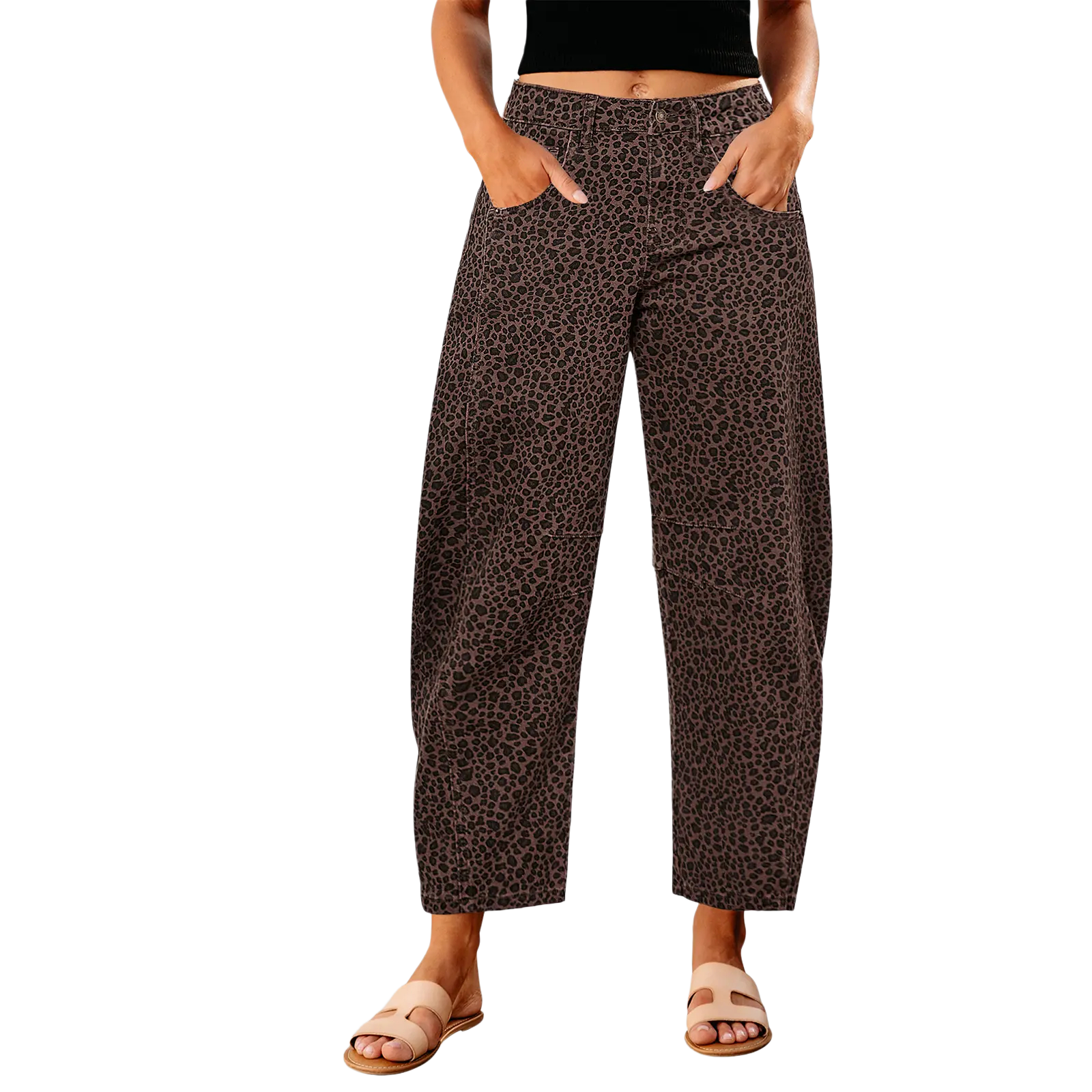 Women's High Waisted Cropped Wide Leg Denim
