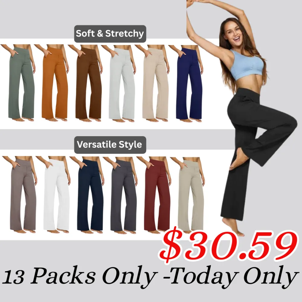 💘 Valentine’s Day Sale 💘Women’s High-Waist Wide Leg Pants – Business Casual Yoga Dress Pants with Pockets