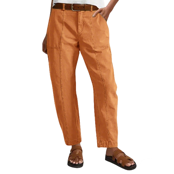 💝Last Day Promotion⚡- Solid Mid-Rise Baby Barrel Pants, High Stretch, Deep Pockets