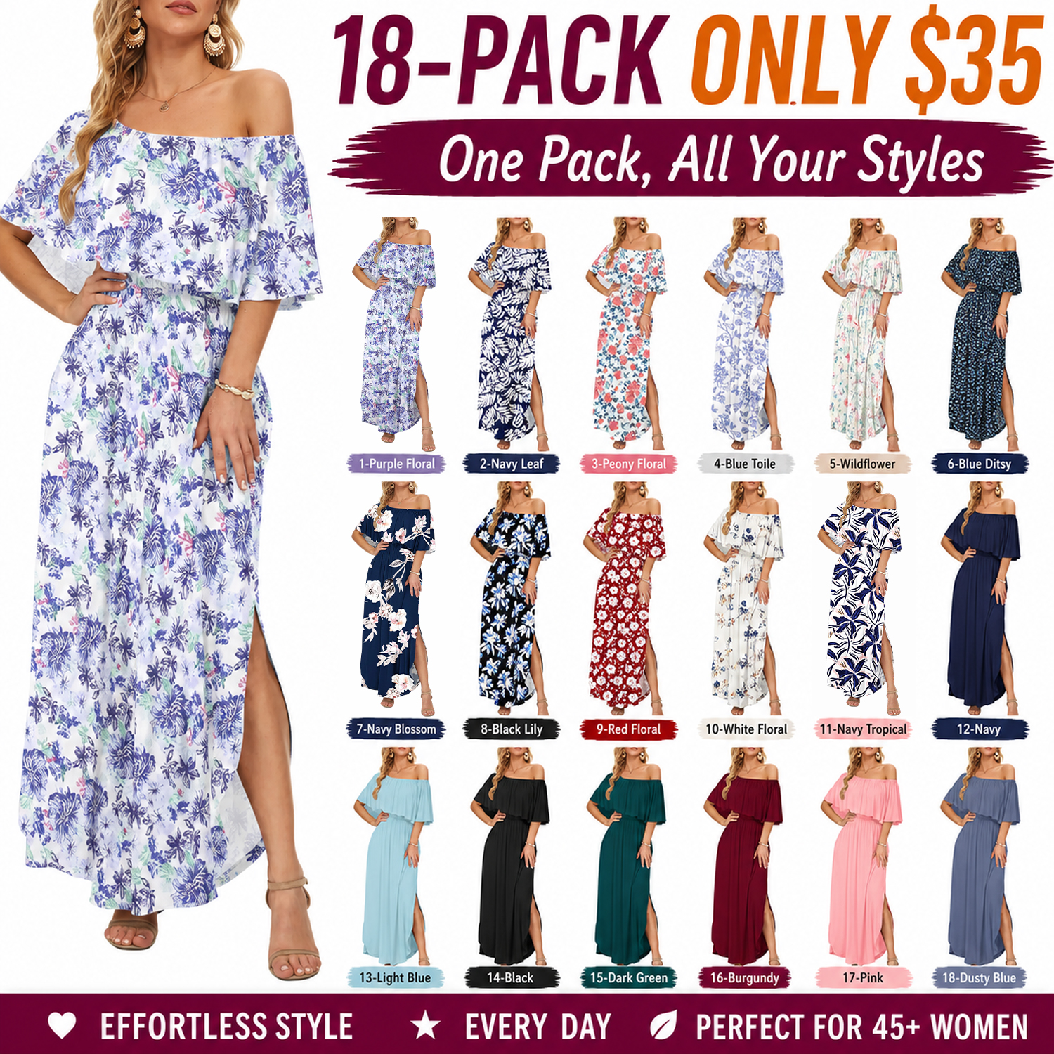 Women's Off The Shoulder Dress with Pockets