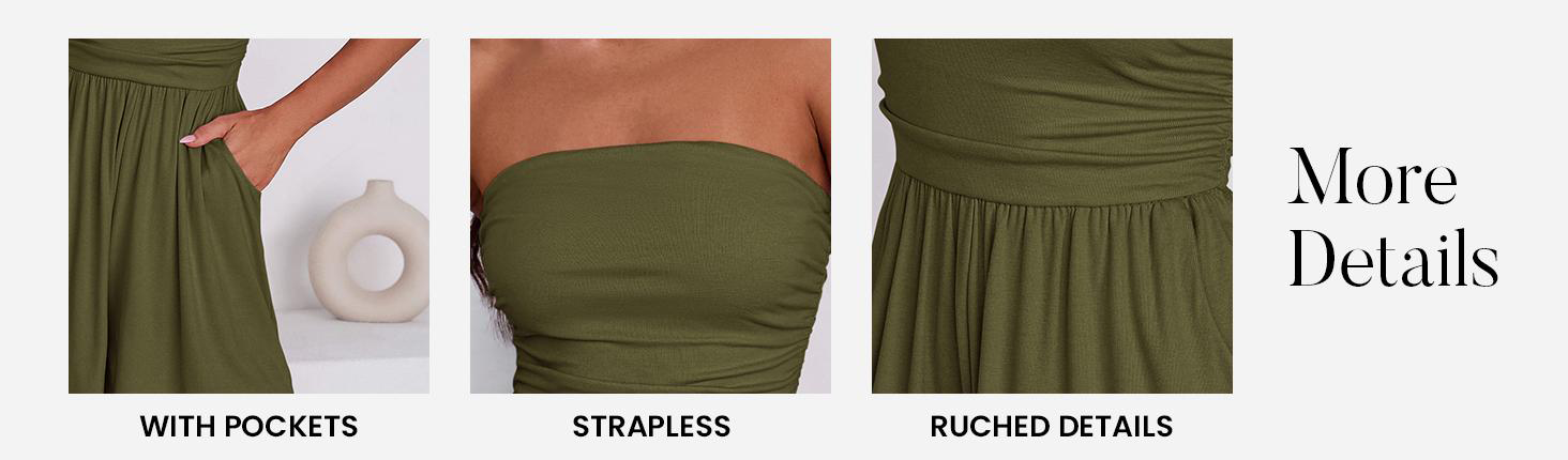 Women's Strapless Tube Romper with Pockets