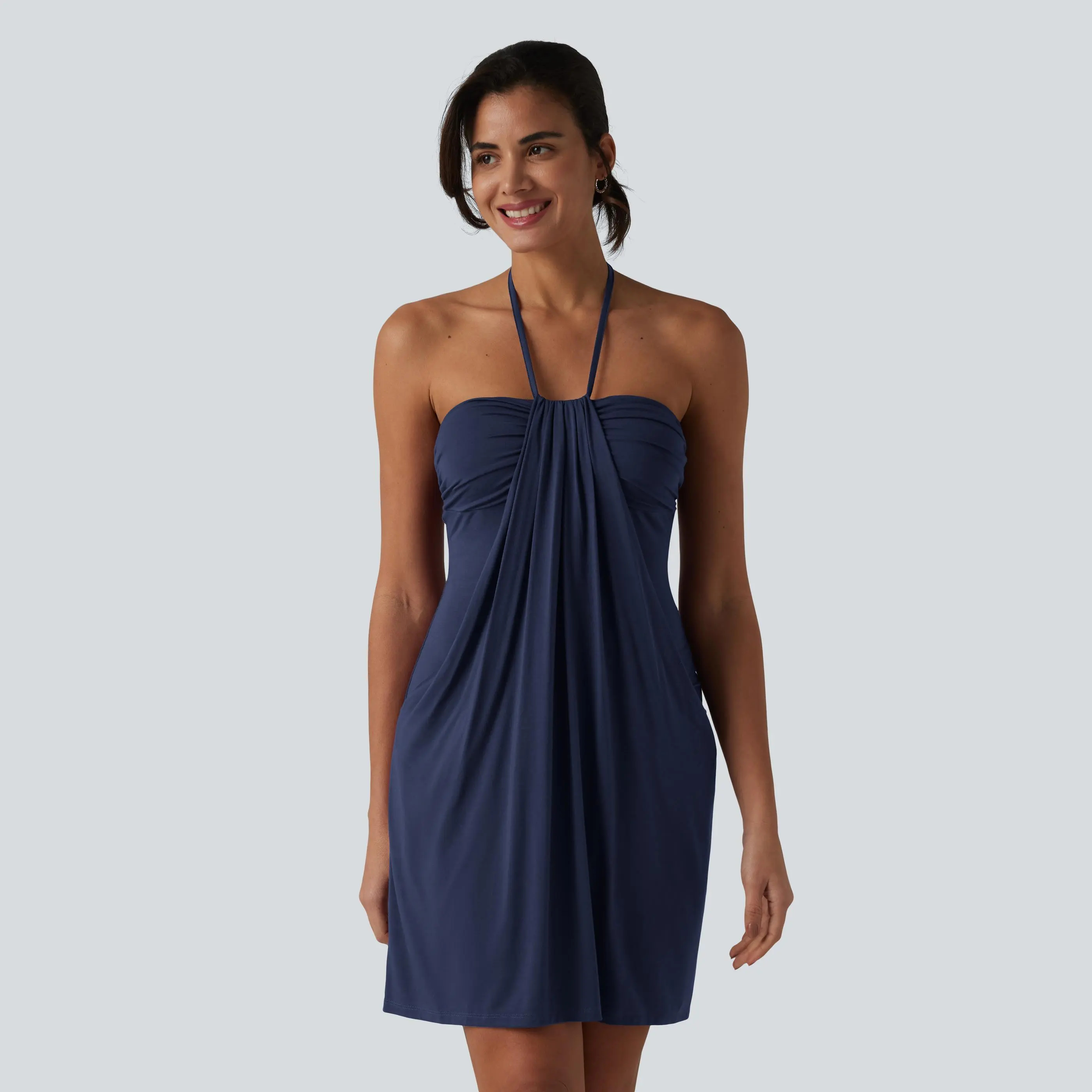 ⚡FINAL SALE⚡- Halter Tie Back Mini Resort Dress with Pockets