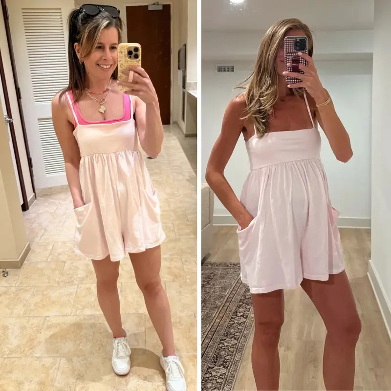 Women's Summer Strappy Cotton Romper with Pockets