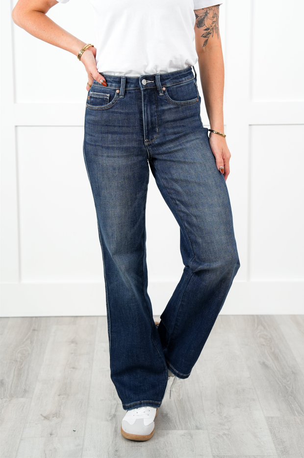 Restock! Judy Blue Dark Horse Black High Rise Black Tummy Control Classic Straight Leg Jeans