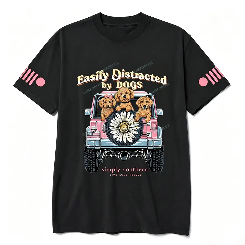 Easily Distracted By Dogs Simply Southern Live Love Rescue  JP Unisex T-shirt
