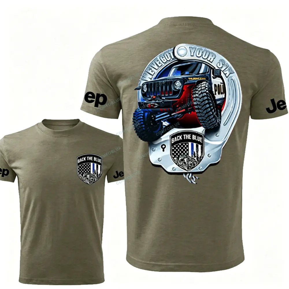 Dirvers Back The Blue American Flag Policeman Car Badge Jp T-Shirt