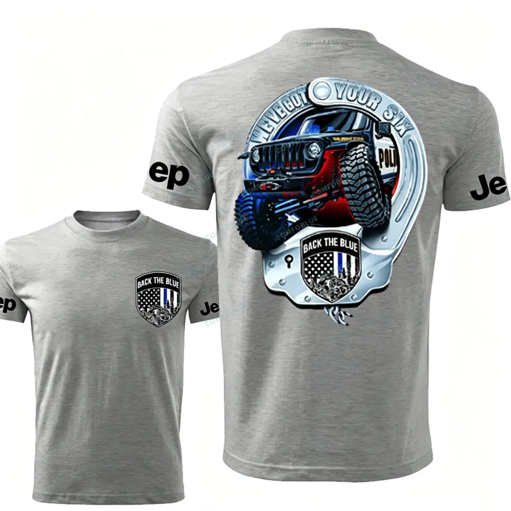 Dirvers Back The Blue American Flag Policeman Car Badge Jp T-Shirt
