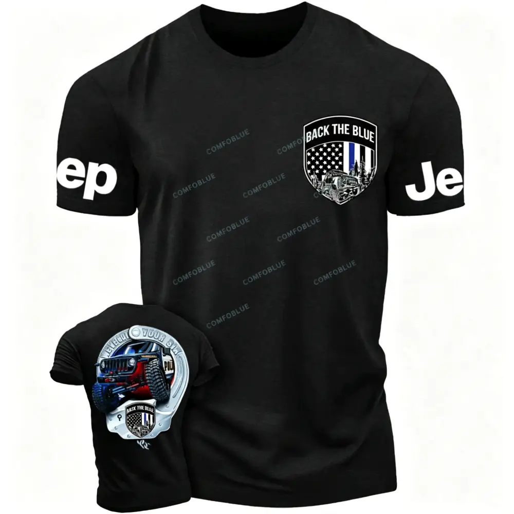 Dirvers Back The Blue American Flag Policeman Car Badge Jp T-Shirt
