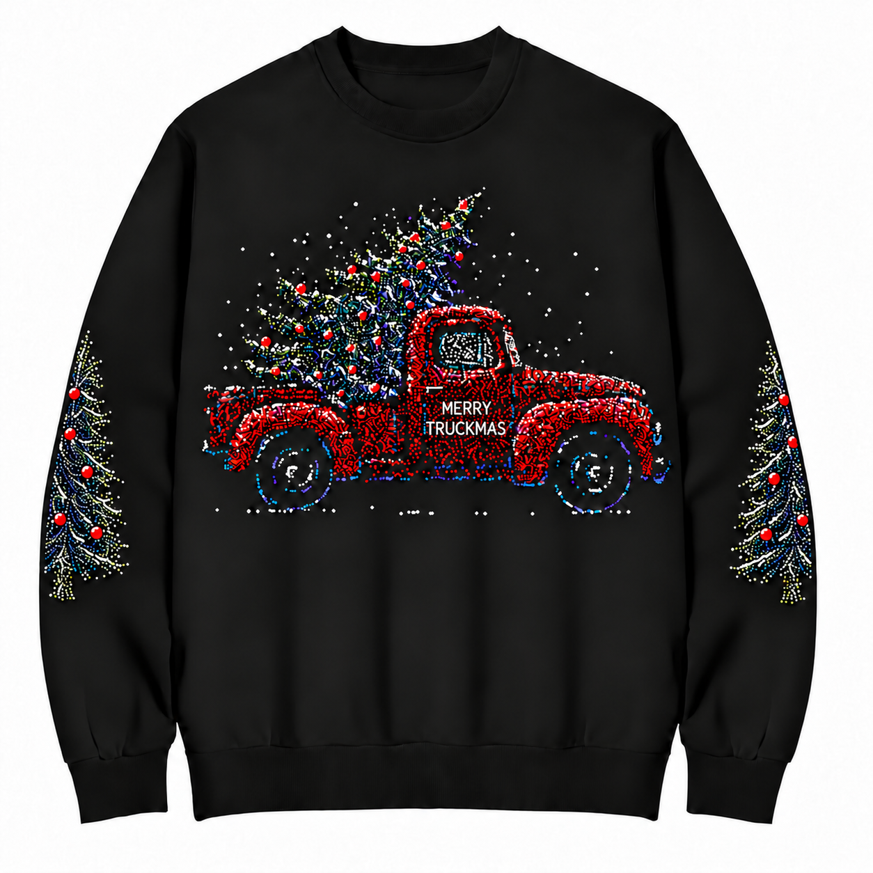 Merry Truckmas Vintage Christmas Pickup Cotton Sweatshirt