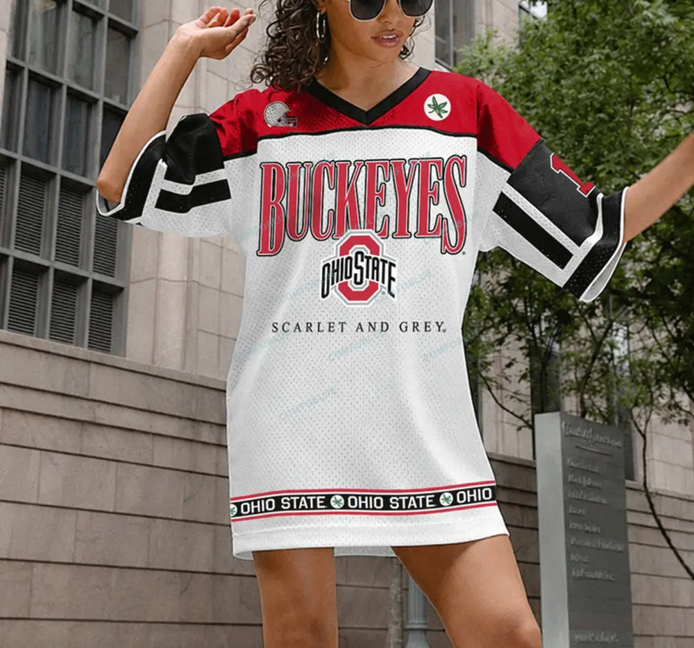 Ohio State Buckeyes Hustle Mode V-Neck Fashion Jersey Dress