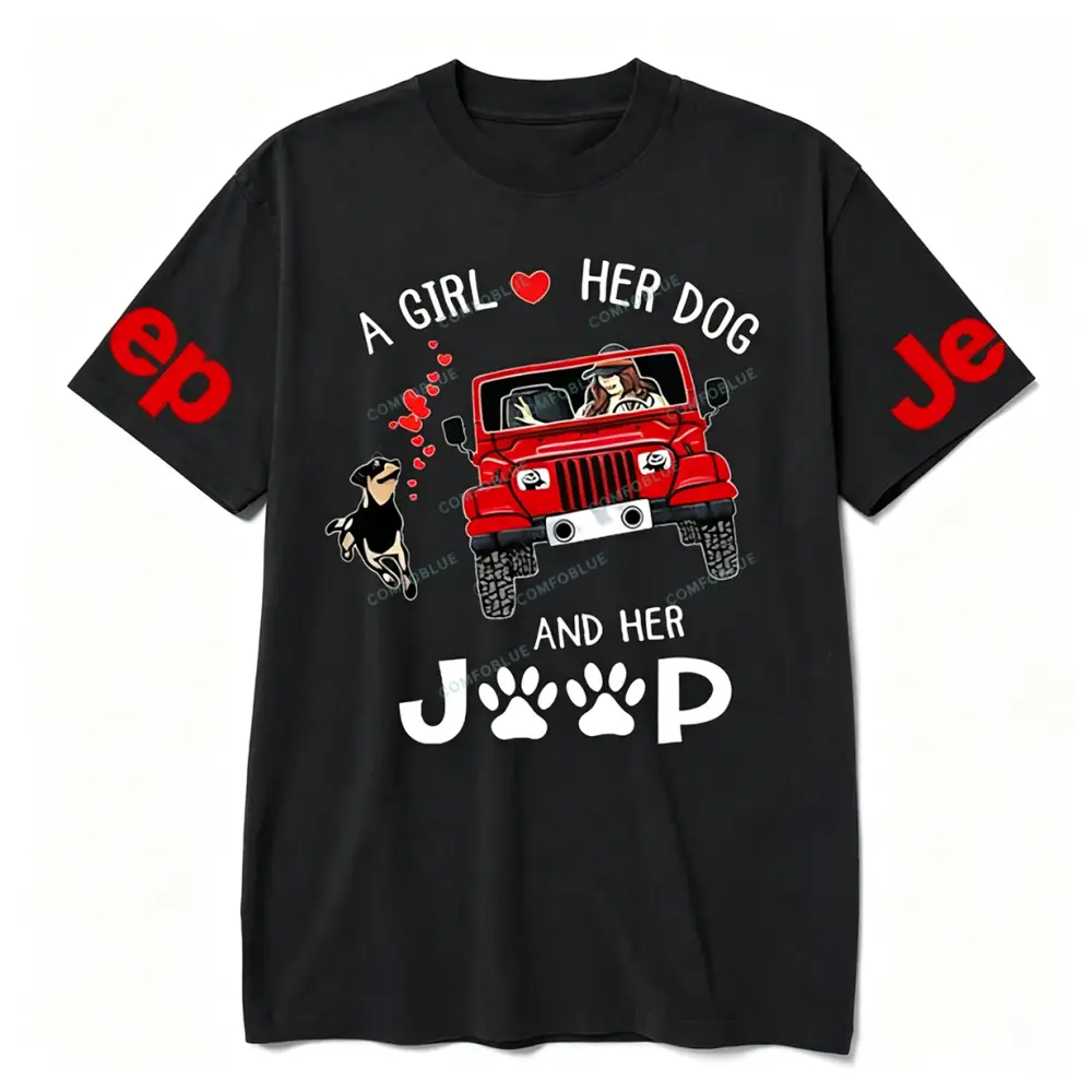 A Girl Loves Her Dog And Her Red  JP Unisex T-shirt