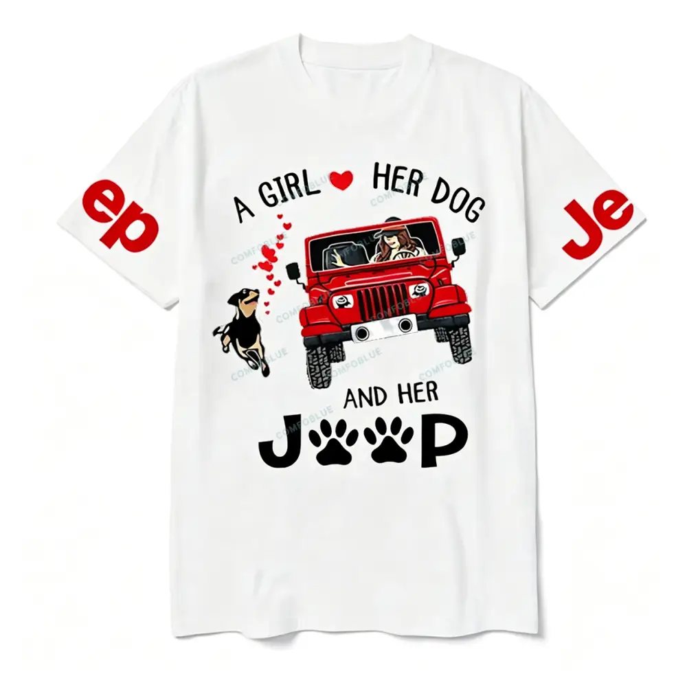 A Girl Loves Her Dog And Her Red  JP Unisex T-shirt