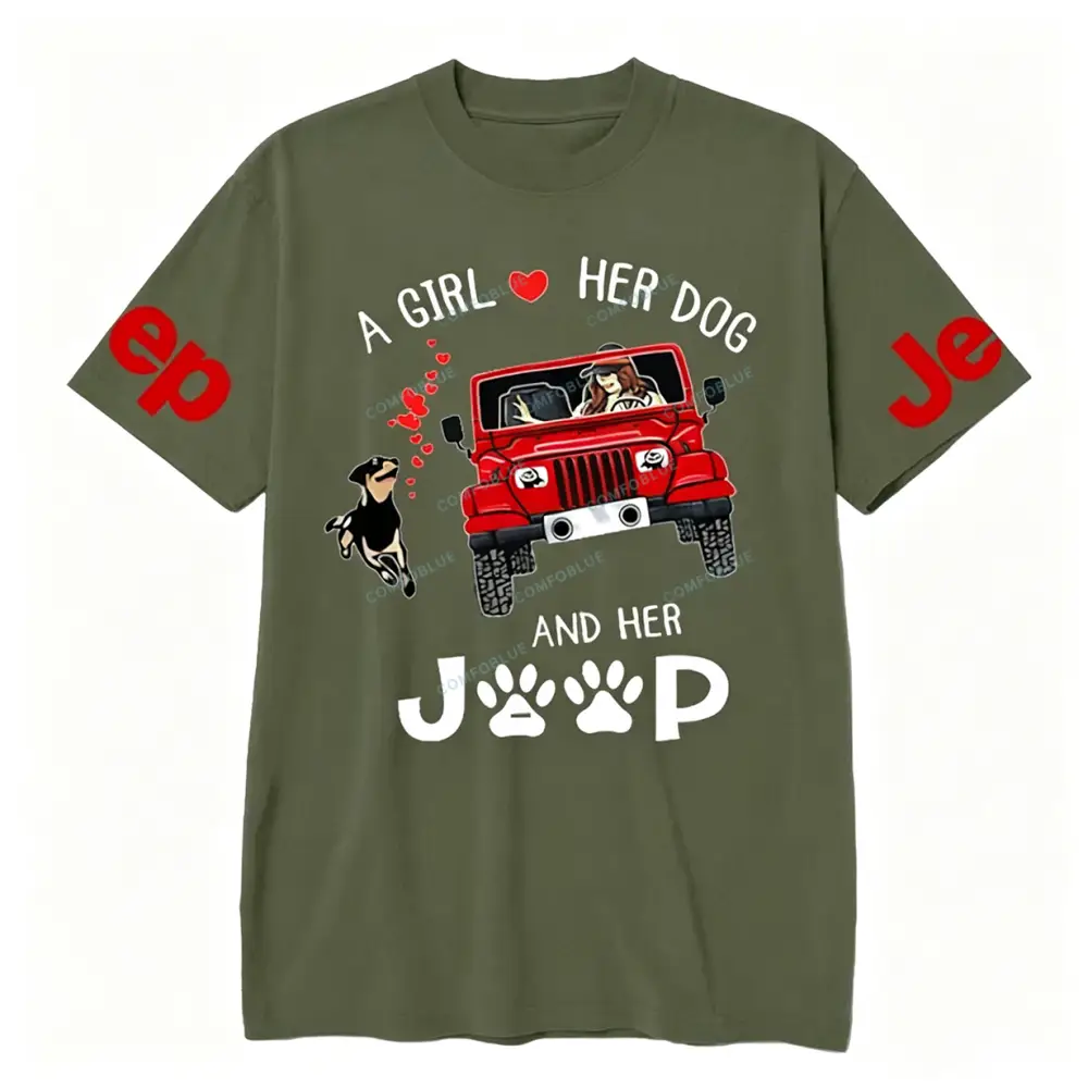 A Girl Loves Her Dog And Her Red  JP Unisex T-shirt