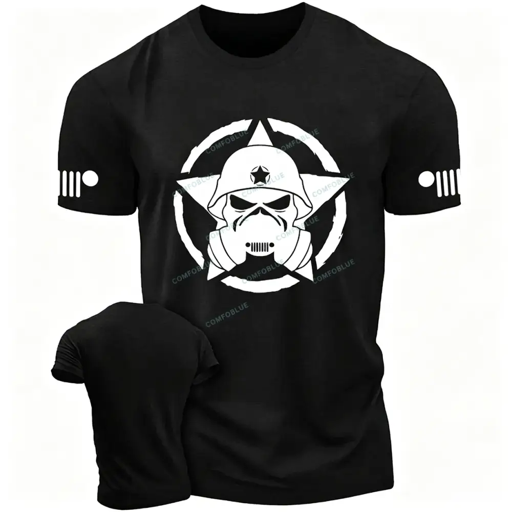 Skull Jp Army Star White  JP Unisex T-shirt