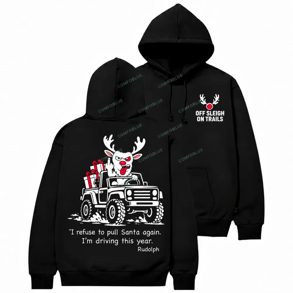 Rebellious Reindeer Off-Road Christmas Cotton Hoodie
