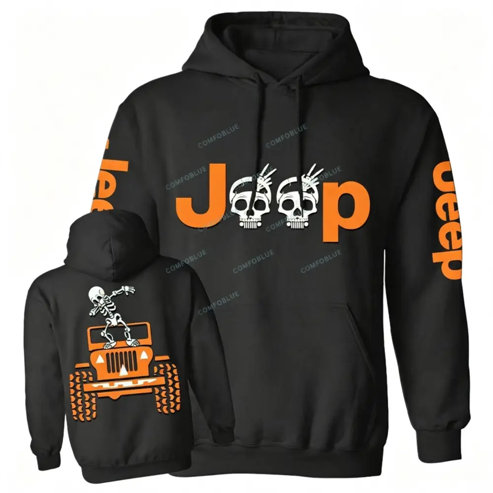 Skeletons Dancing on Jps Halloween Double Printed Casual Hoodie