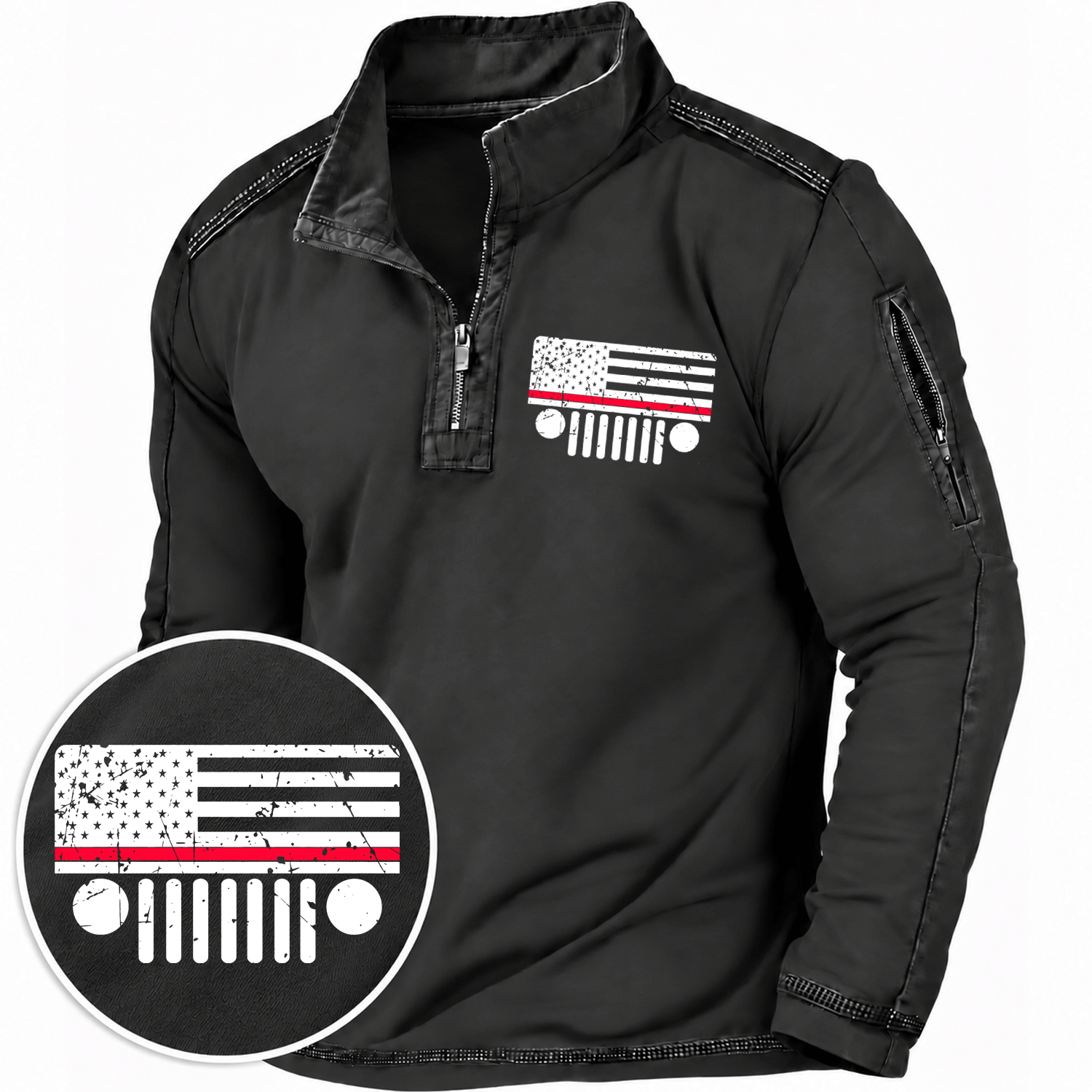 Thin Red Line Jp Grille American Flag Quarter-Zip Sweatshirt