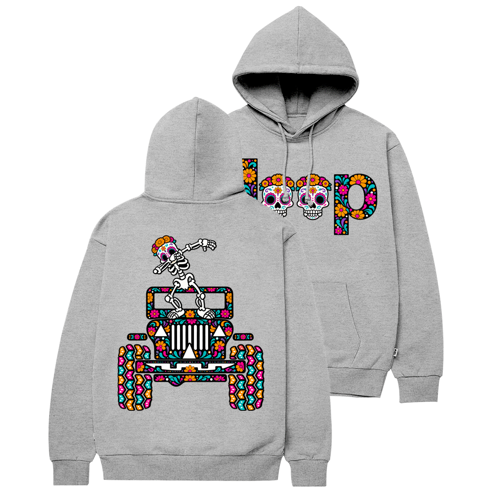 Sugar Skull Dancing on Jps Dia de los Muertos Cotton Hoodie