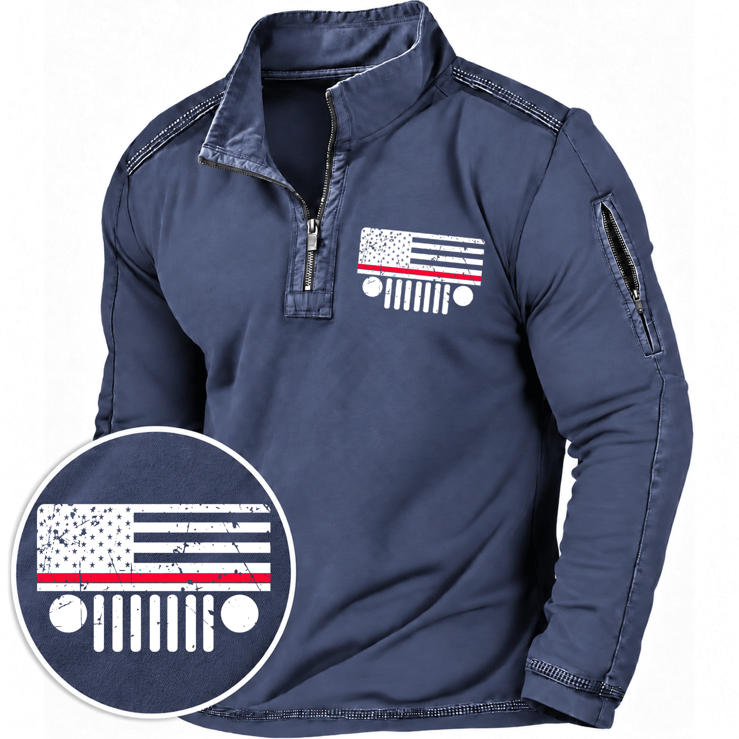 Thin Red Line Jp Grille American Flag Quarter-Zip Sweatshirt