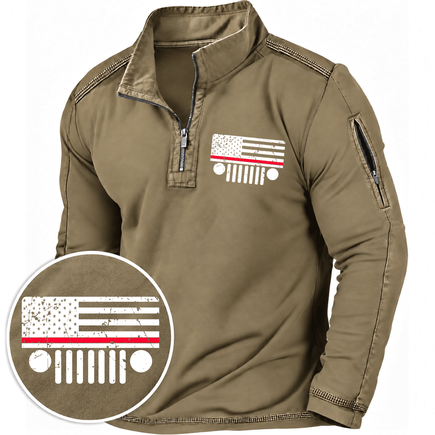 Thin Red Line Jp Grille American Flag Quarter-Zip Sweatshirt