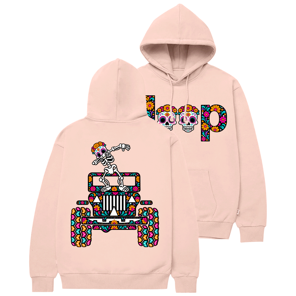 Sugar Skull Dancing on Jps Dia de los Muertos Cotton Hoodie