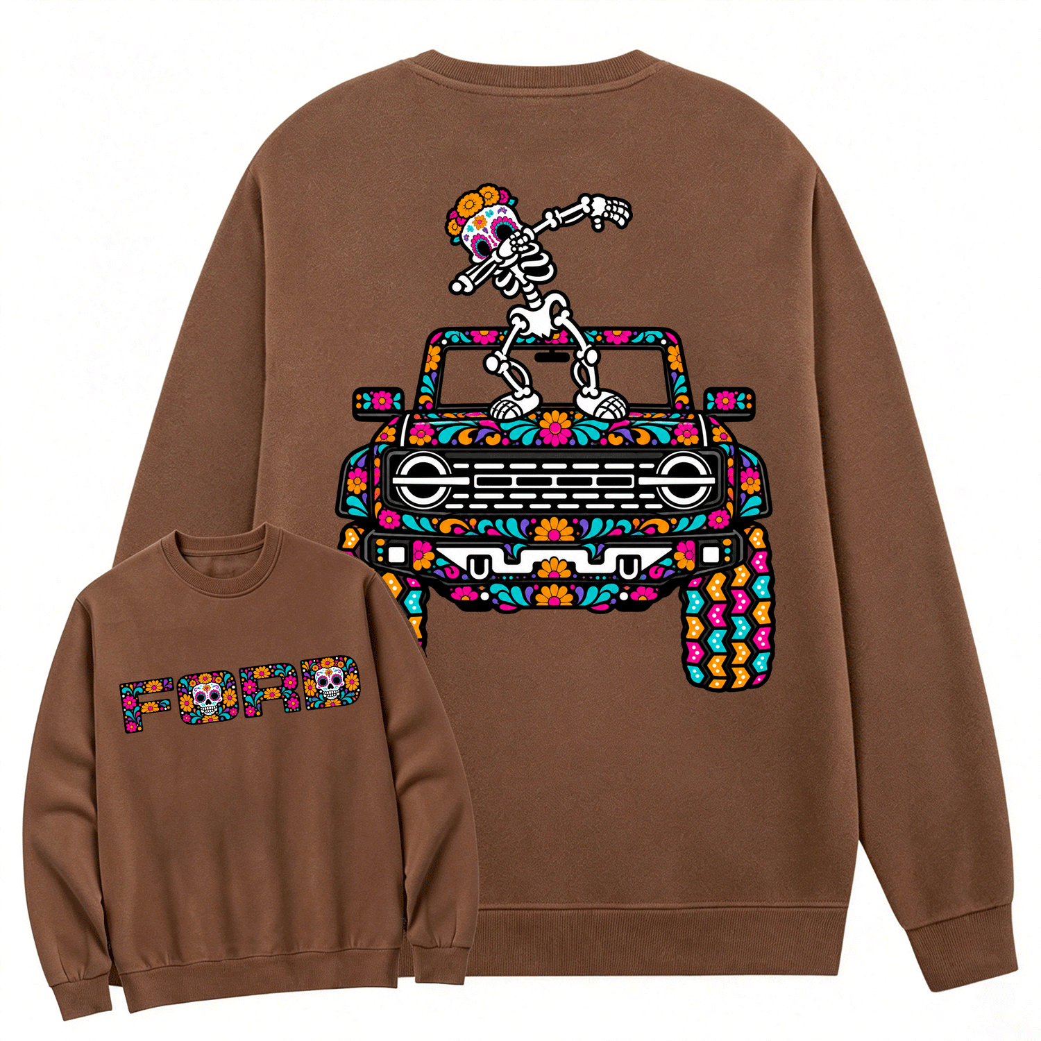 Sugar Skull Dancing on F0rd Dia de los Muertos Cotton Sweatshirt