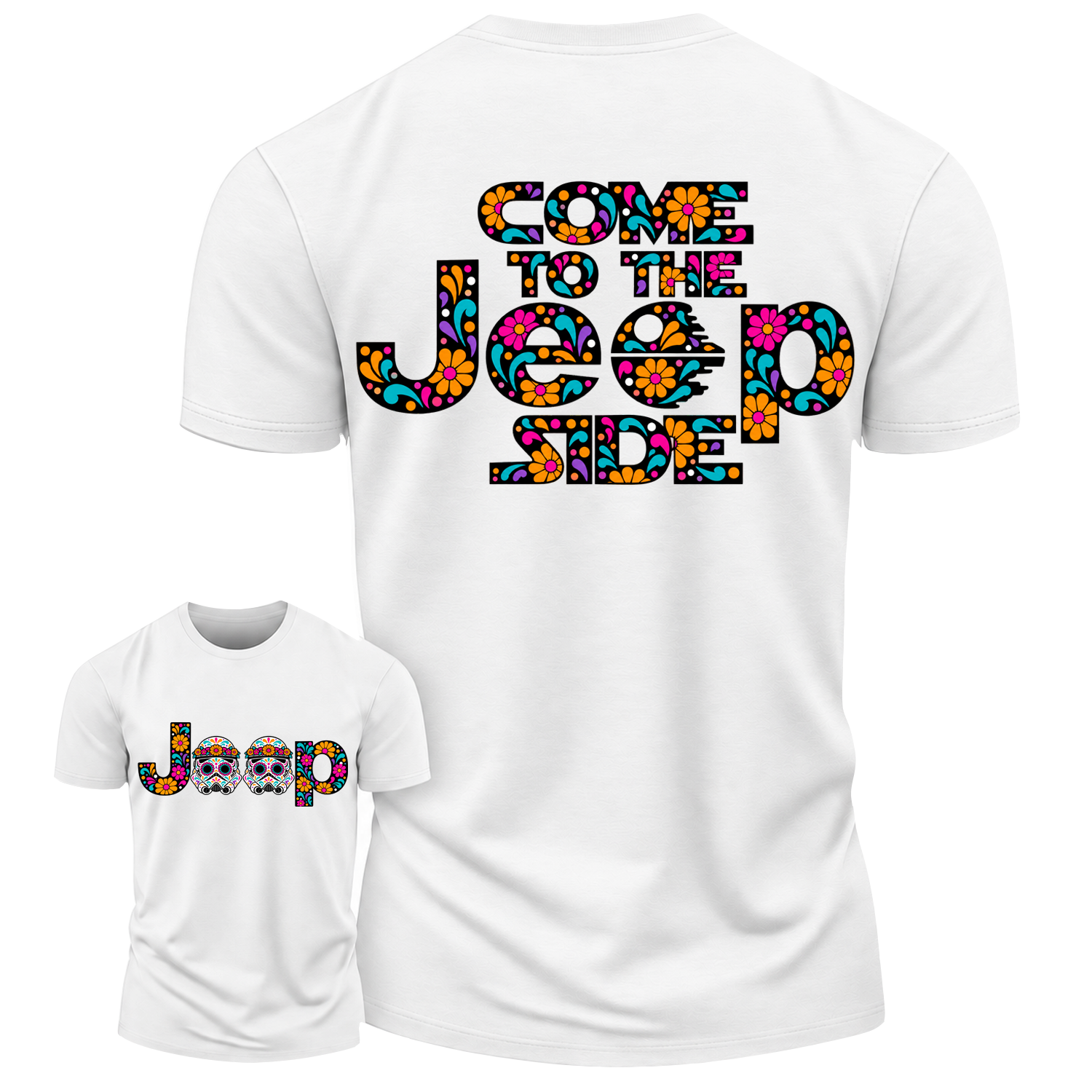 Sugar Skull Come to the Jp Side Dia de los Muertos Cotton T-shirt