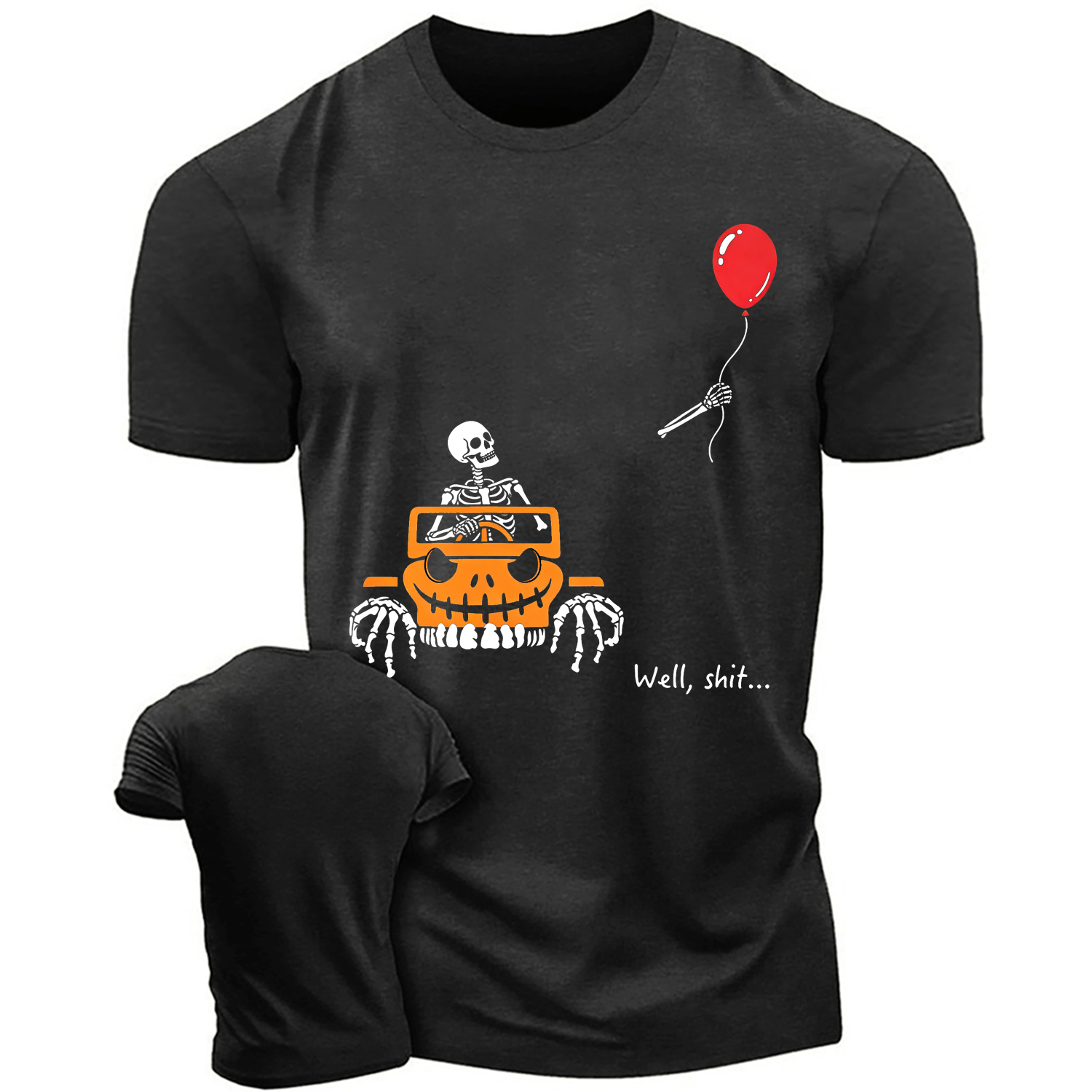 Well, Shit… | Funny Skeleton Off-Road Halloween Cotton T-shirt