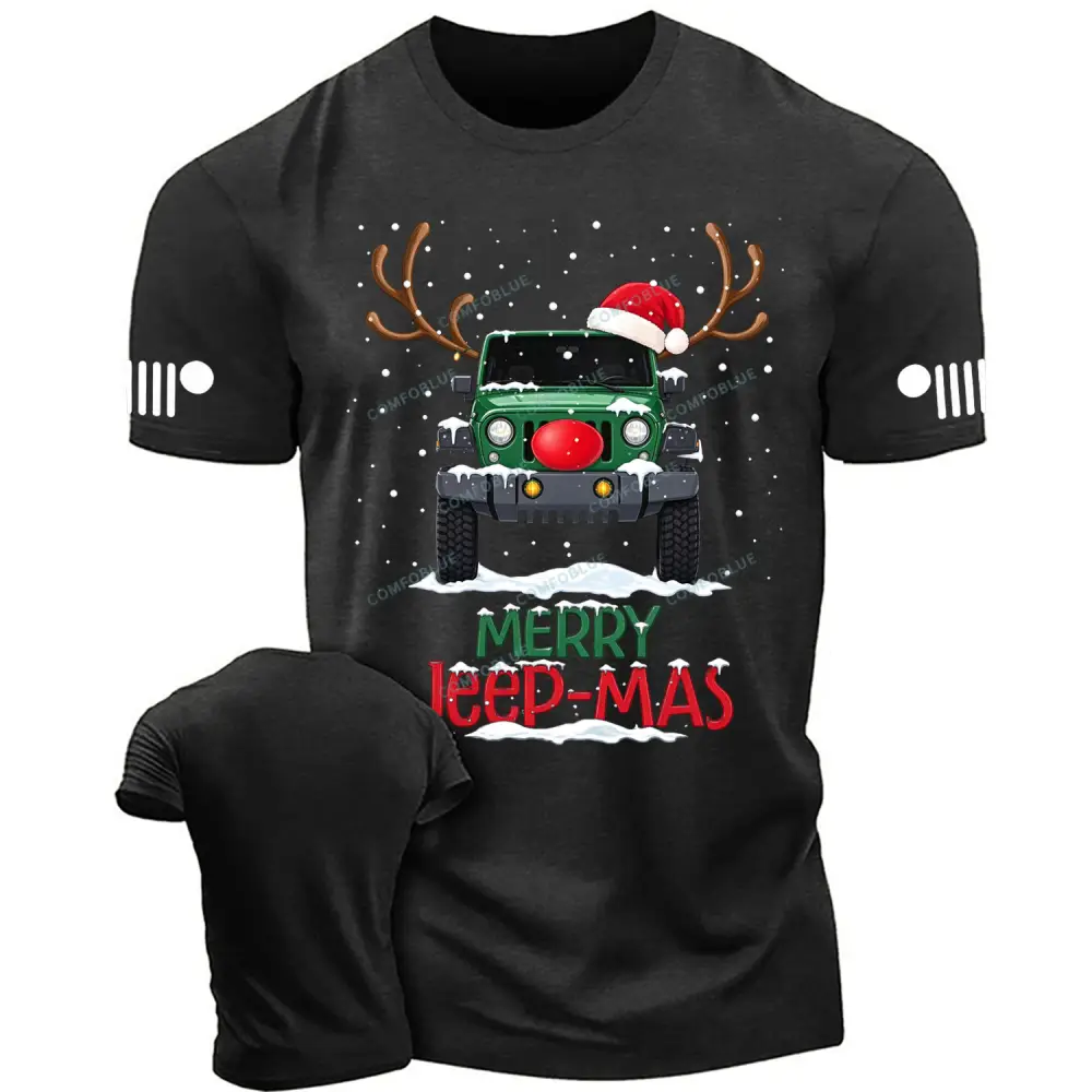 Merry Jp-mas Funny Reindeer Jp Driving Christmas Cotton T-shirt