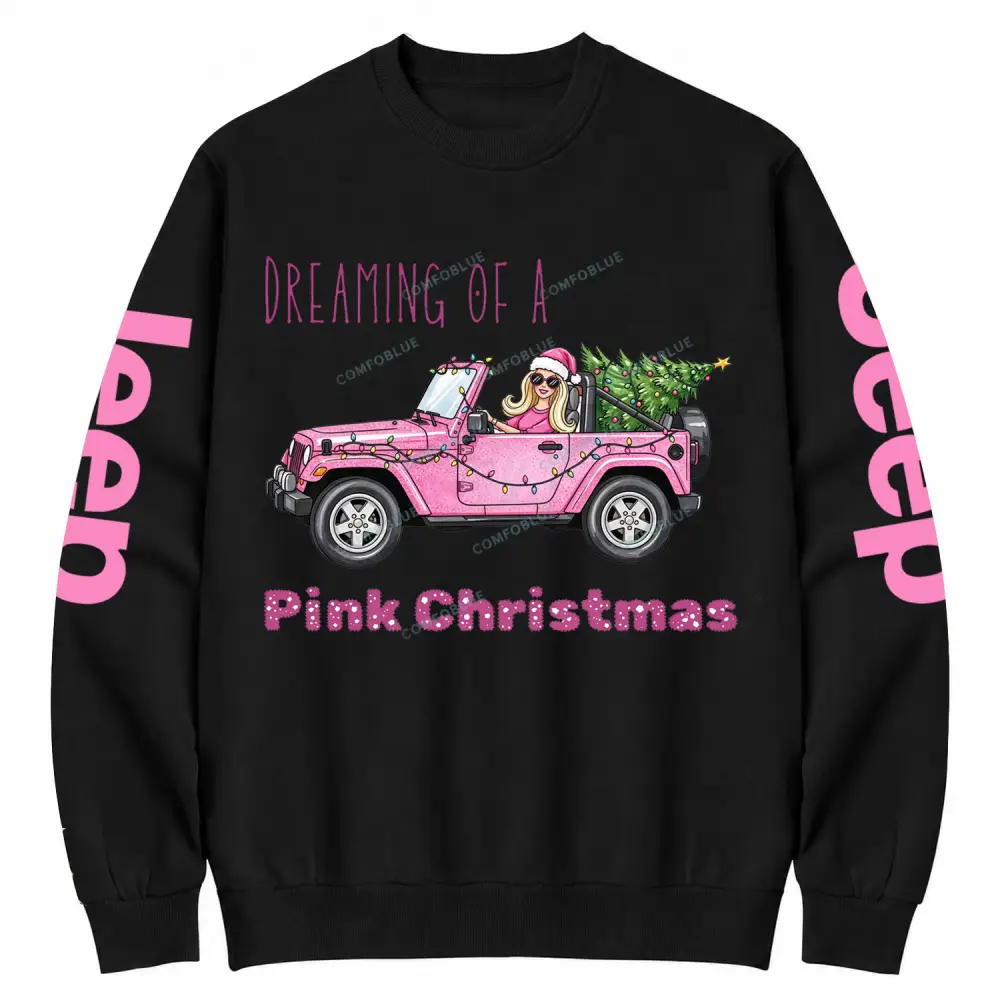 Pink Christmas Beach Jp Clipart Cotton Sweatshirt