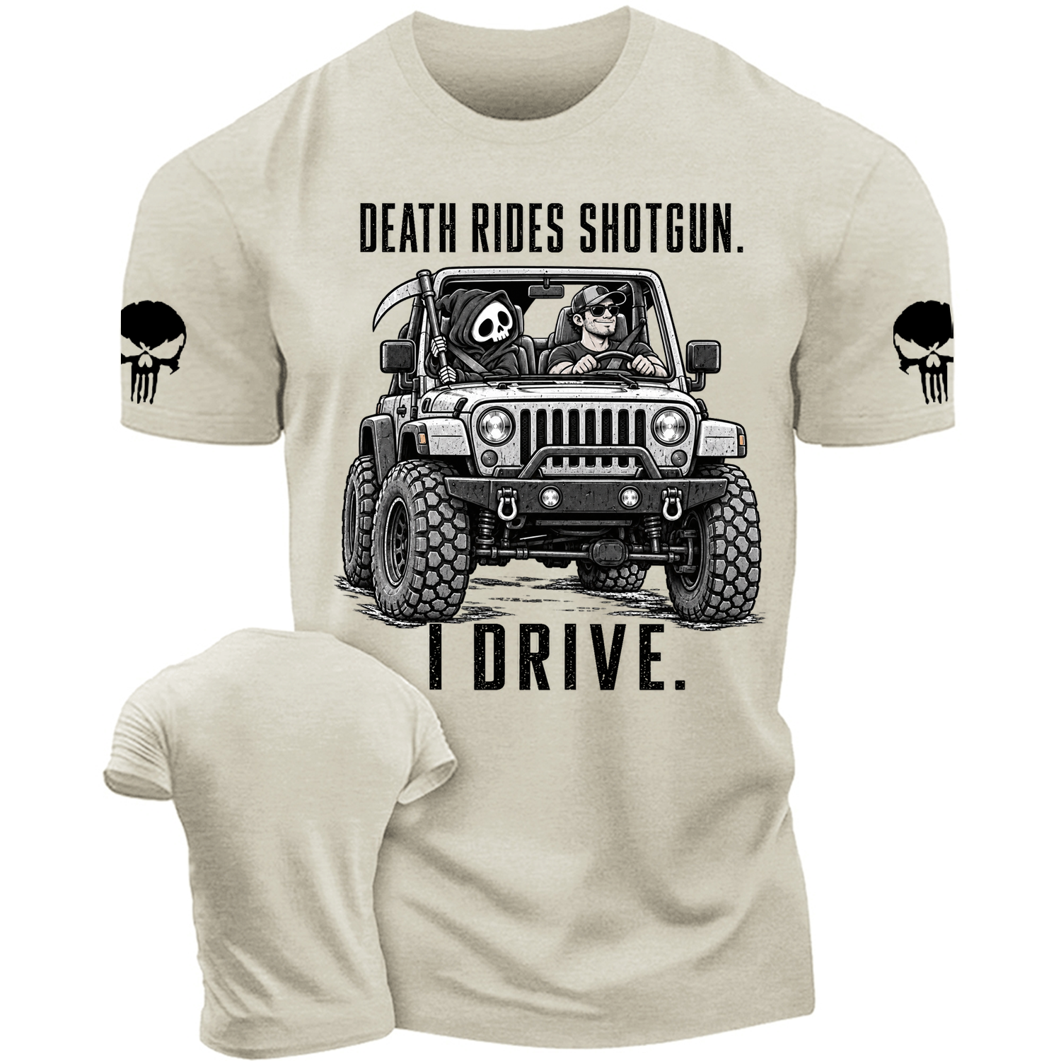 Death Rides Shotgun Reaper Ride Cotton T-shirt