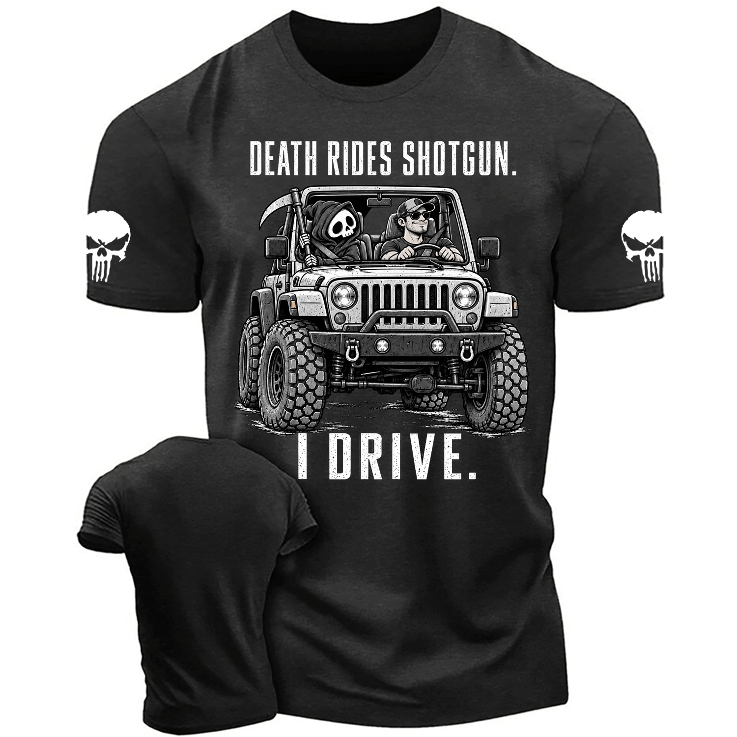 Death Rides Shotgun Reaper Ride Cotton T-shirt