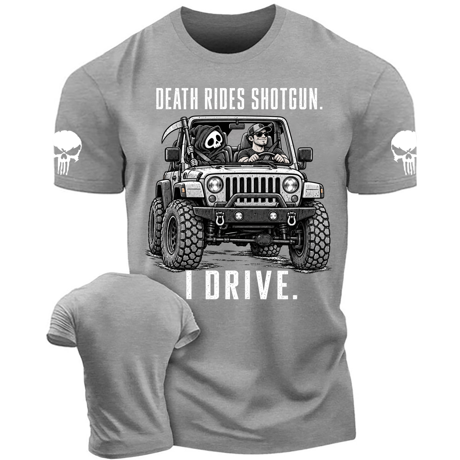 Death Rides Shotgun Reaper Ride Cotton T-shirt