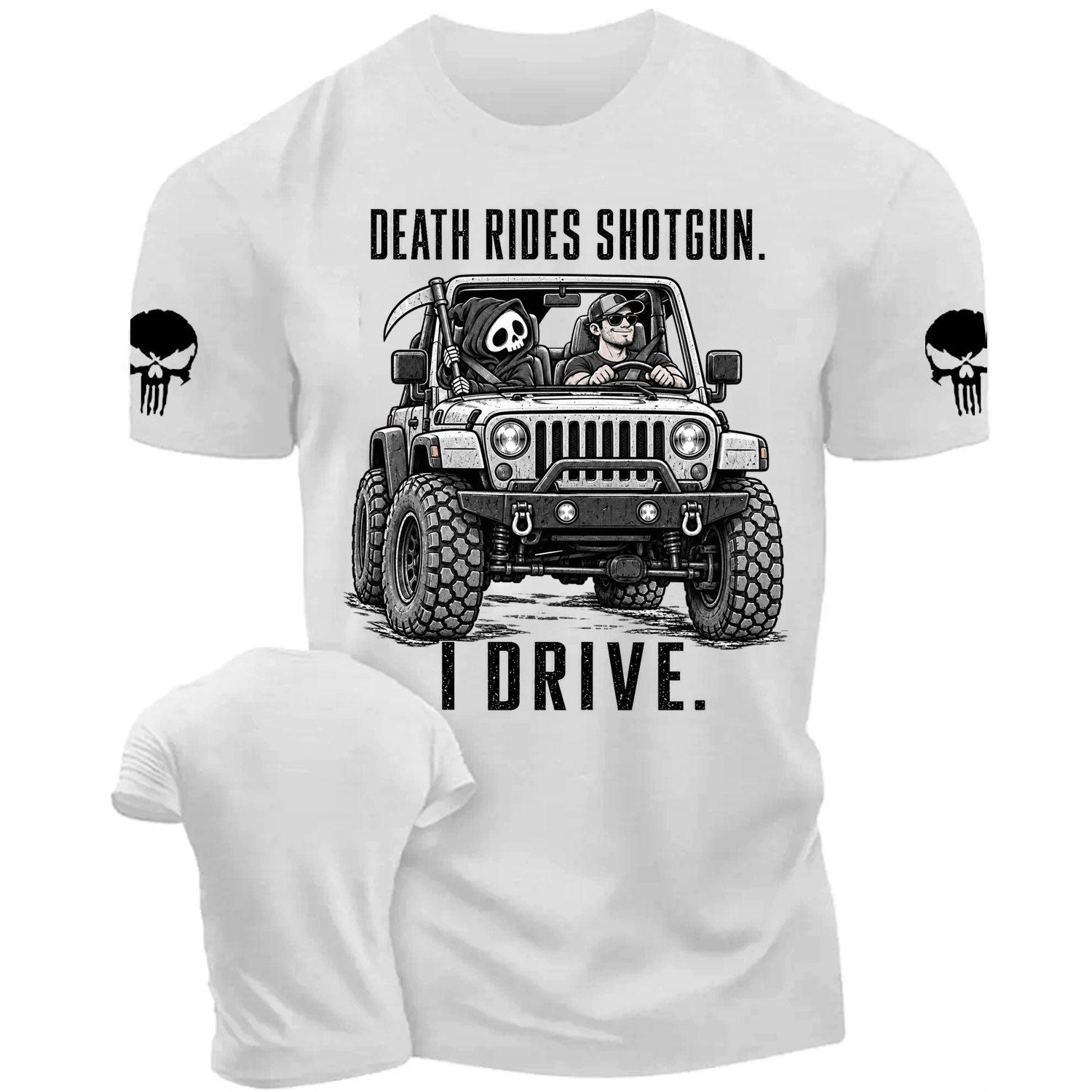 Death Rides Shotgun Reaper Ride Cotton T-shirt