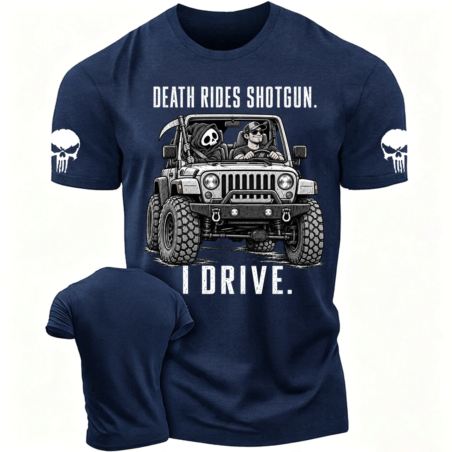 Death Rides Shotgun Reaper Ride Cotton T-shirt