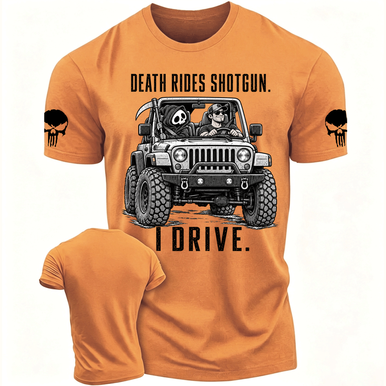 Death Rides Shotgun Reaper Ride Cotton T-shirt