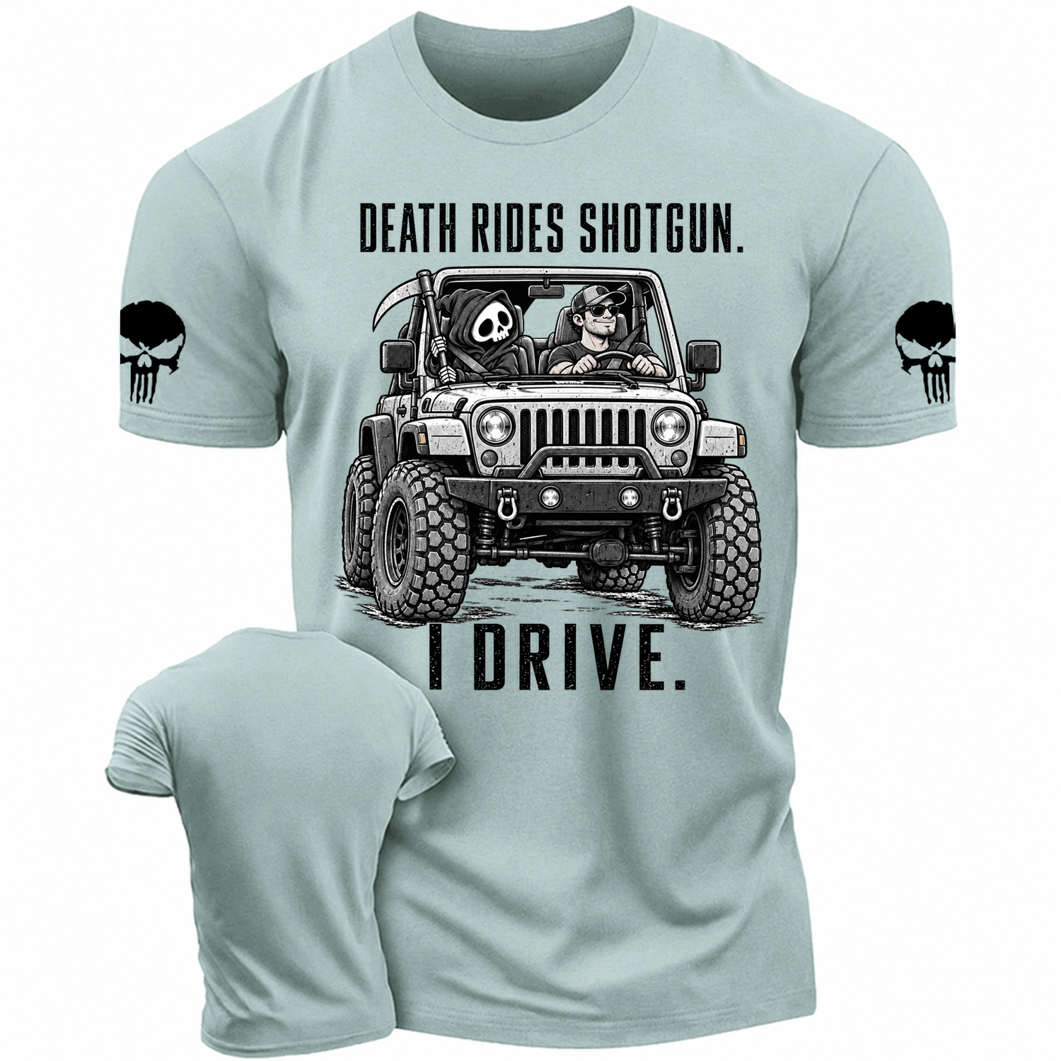 Death Rides Shotgun Reaper Ride Cotton T-shirt