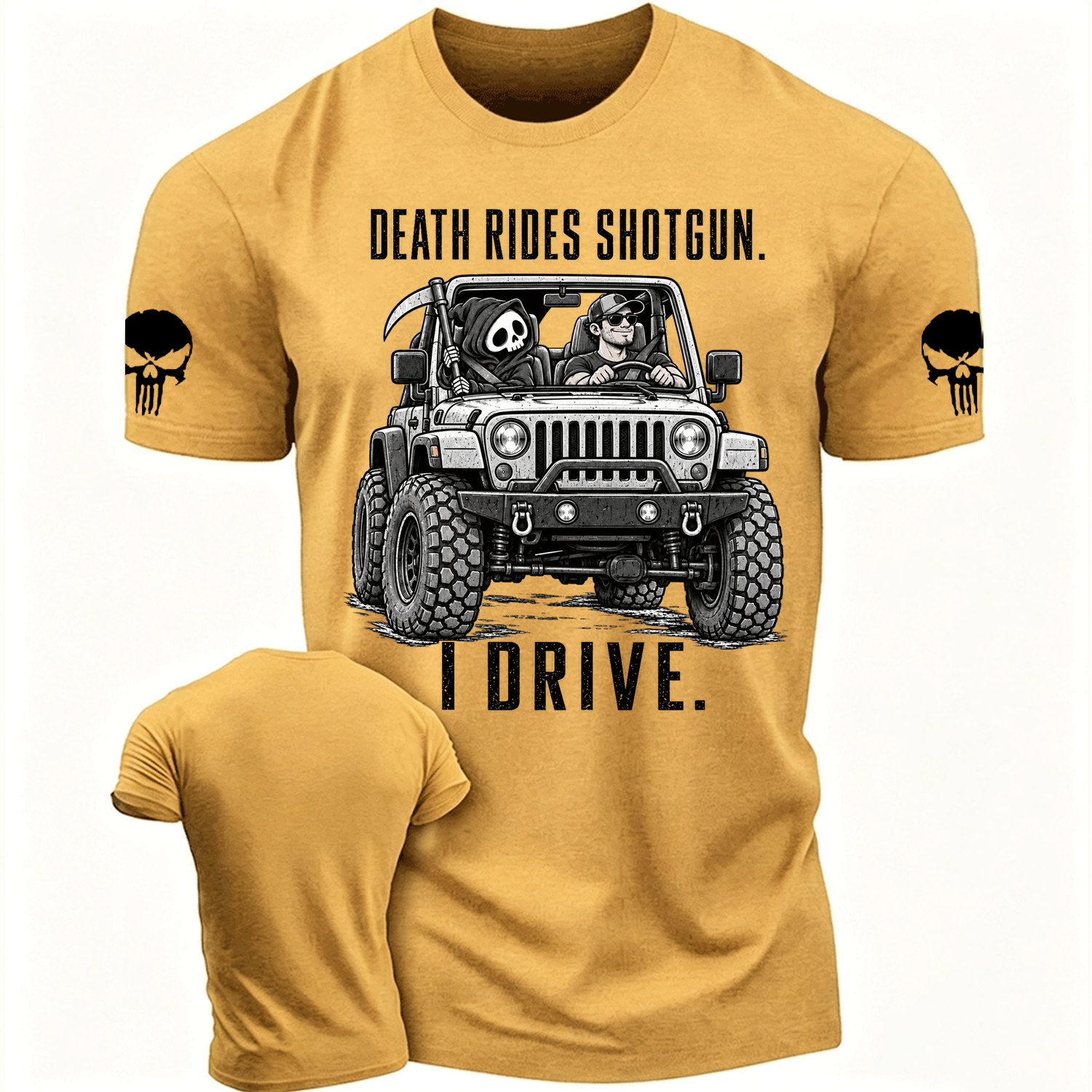 Death Rides Shotgun Reaper Ride Cotton T-shirt