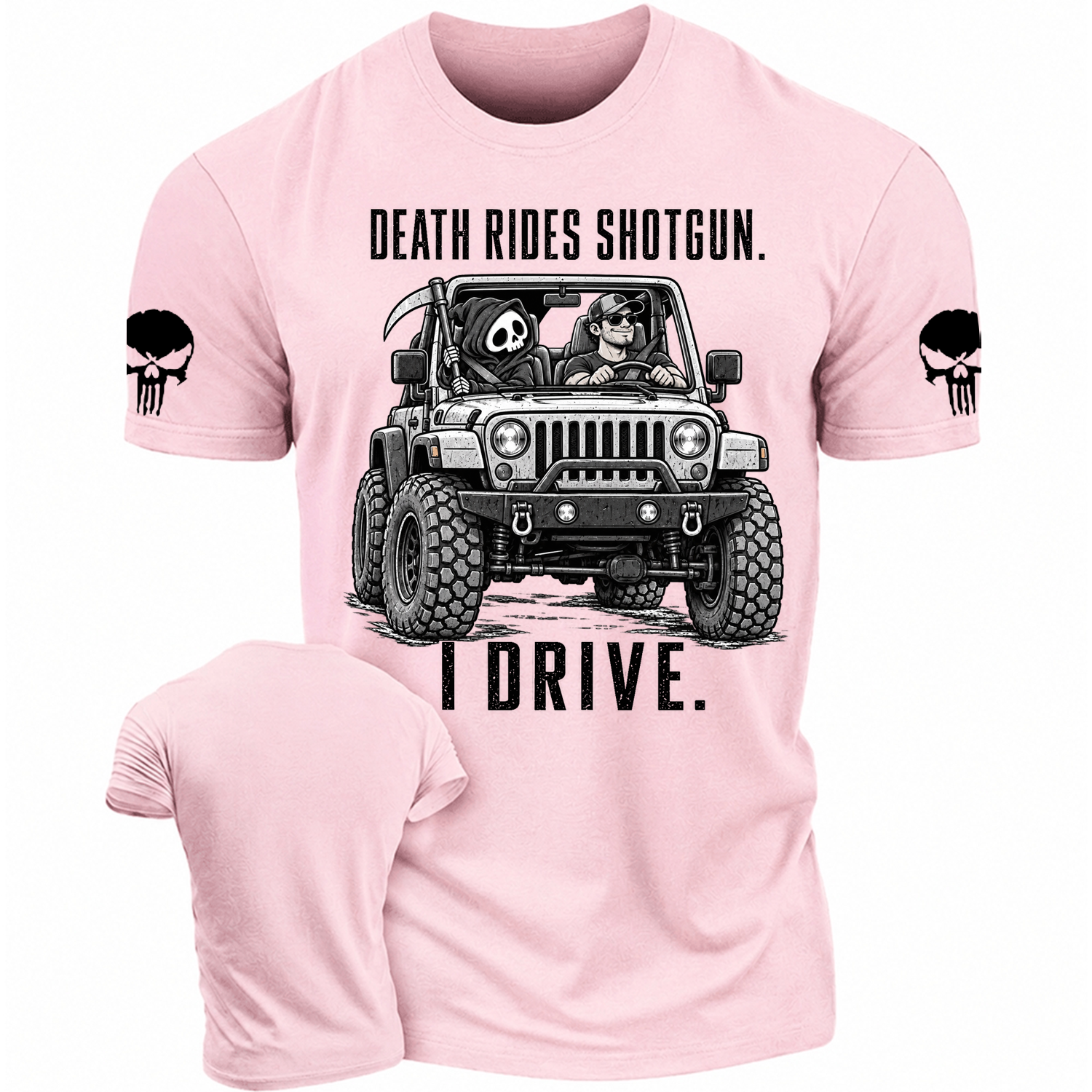 Death Rides Shotgun Reaper Ride Cotton T-shirt