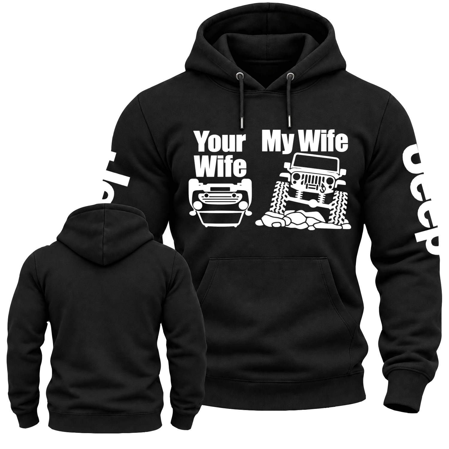 Your Wife Car Overturn vs My Wife Drive Jp Funny Jp Cotton Hoodie