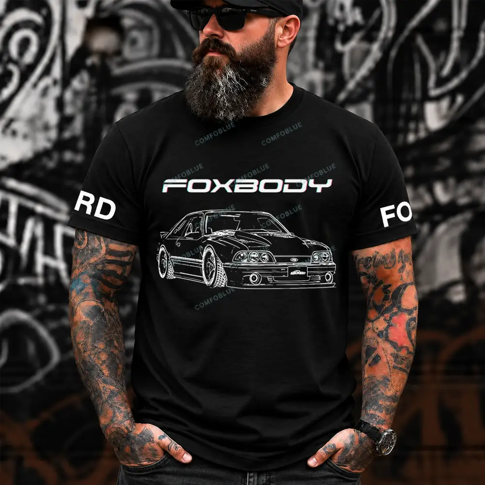 Third Gen Mustang Foxbody Fox Body Custom Line Art Unisex T-shirt