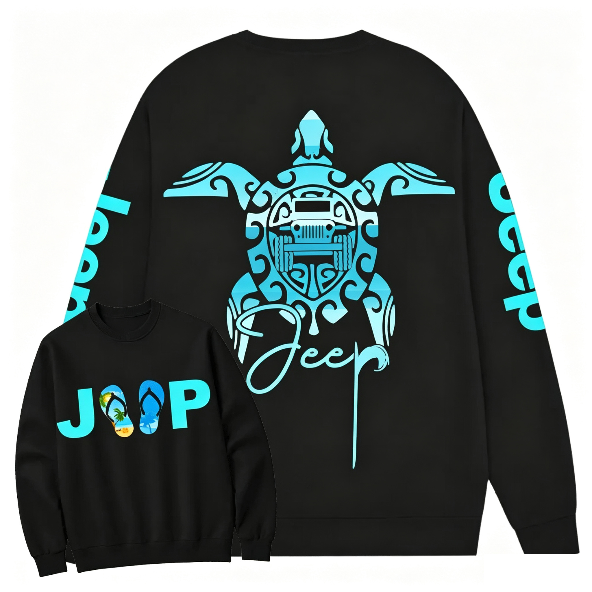  Sea Turtle Jp Print Double Printed Crew Neck Sweatshirt